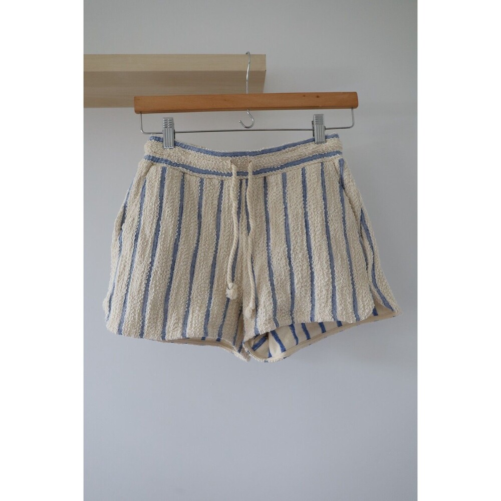 NWT Faherty Womens XS Azure Cream Stripe Pacifica Terry Shorts Boho Beach Lounge